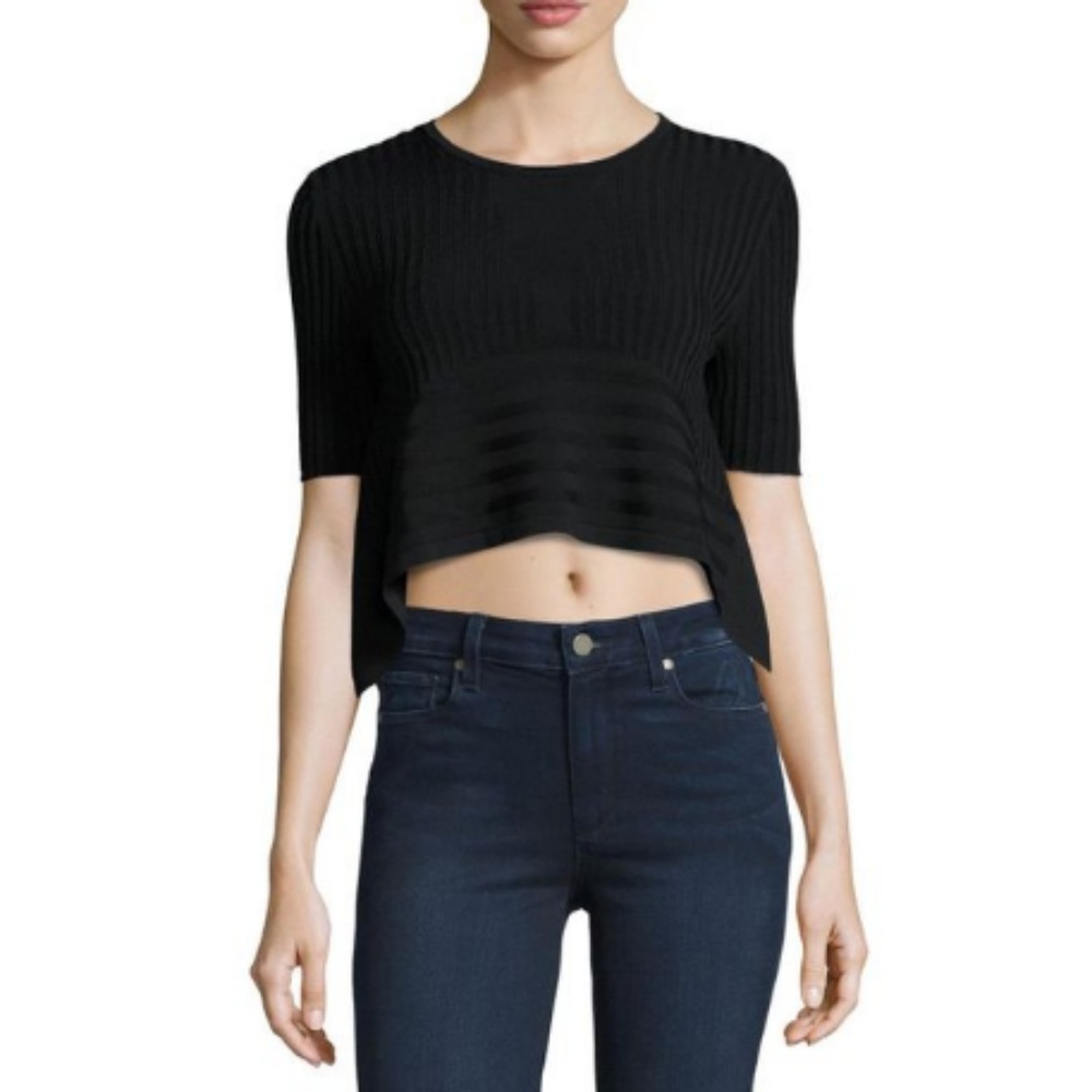 Opening Ceremony Black Linear Ribbed Top - Picture 3 of 8
